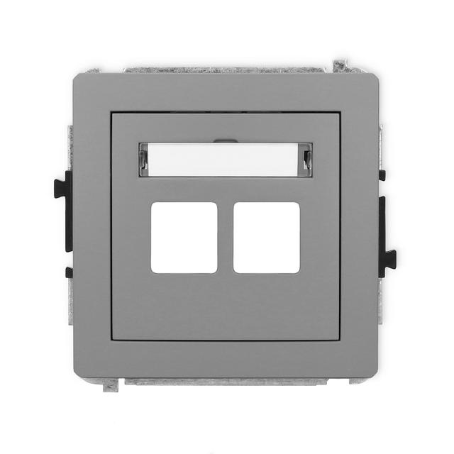 DECO Mechanizm gniazda multimedialnego podwójnego bez modułu (standard Keystone) szary mat