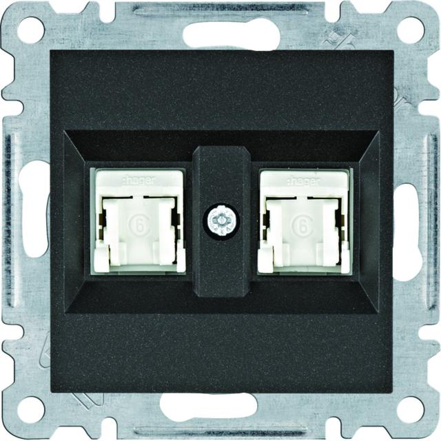 lumina Gniazdo komputerowe podwójne RJ45 kat.6 UTP czarny WL2163 HAGER