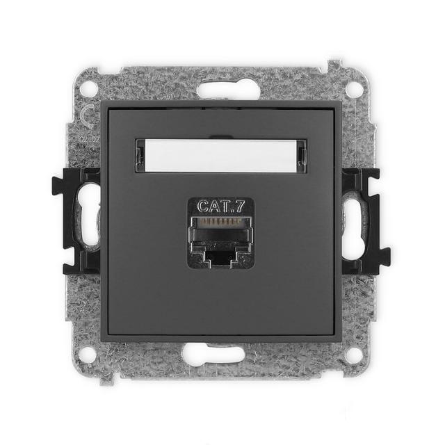 ICON Mechanizm gniazda komputerowego pojedynczego 1xRJ45, kat. 7, ekranowany, 8-stykowy grafitowy ma