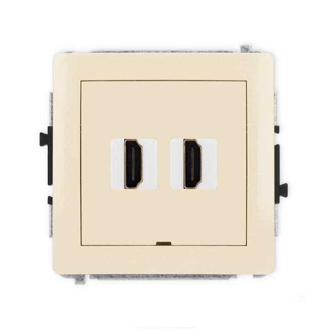 DECO Gniazdo podwójne HDMI 2.0, 4K, bez pola opisowego beżowy 1DHDMIBO-4 KARLIK