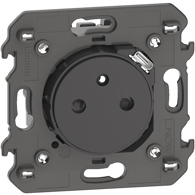LIVING NOW - GNIAZDO PŁASKIE 2P+Z + USB C - 2 MODUŁY - CZERŃ, Bticino
