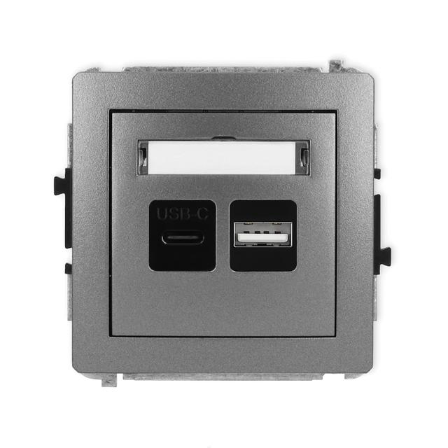 DECO Ładowarka USB podwójna USB C + USB A, 20W max. grafitowy 11DCUSB-8 KARLIK