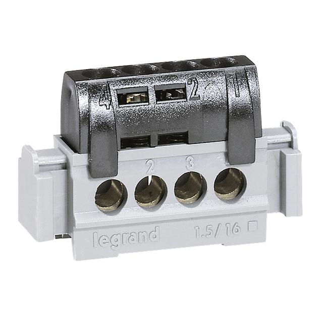 Listwa Przyłączeniowa 4-Otwory Czarna 1,5-16 Mm2 IP2X C4 004850 LEGRAND