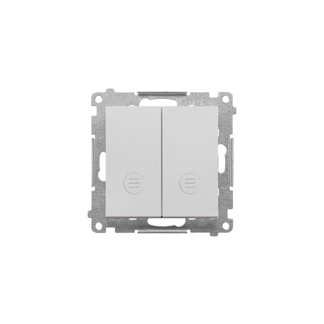 Simon 55 Łącznik schodowy podwójny z podświetleniem bez piktogramu – osobne podświetlenie dla każdego klawisza szybkozłączka Aluminium mat TW6/2L2.01/X/143 KONTAKT