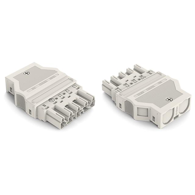 WINSTA gniazdo 5-torowe z obudową odciążającą naciąg białe