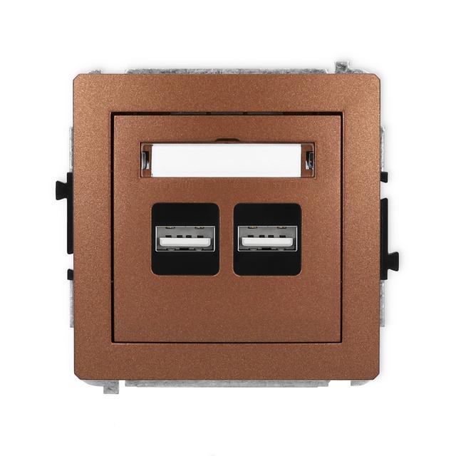 DECO Mechanizm ładowarki USB podwójnej 2xUSB A, 15,5W max., 5V, 3.1A brązowy metalik