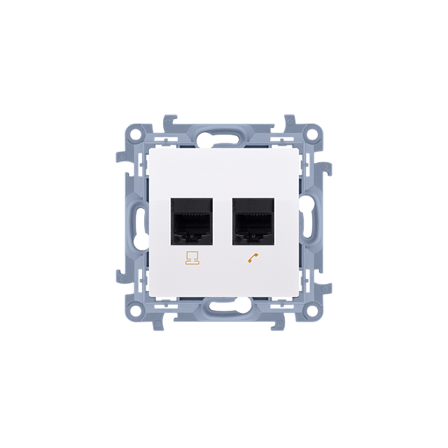 Simon 10 Gniazdo RJ45 kat. 6 + gniazdo telefoniczne RJ11 biały C6T.01/11 KONTAKT