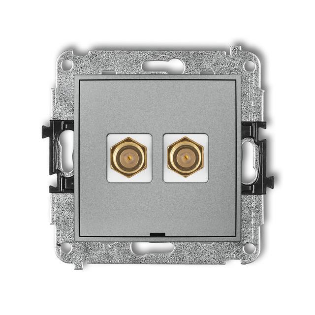 ICON Mechanizm gniazda antenowego podwójnego typu F (SAT) pozłacany, bez pola opisowego srebrny meta