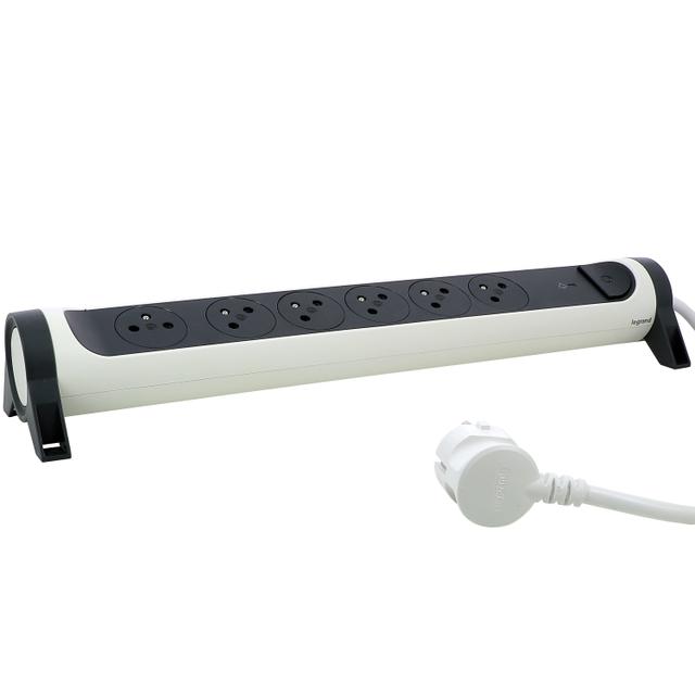 PRZEDŁUŻACZ PREMIUM, OBROTOWY, 6X2P+Z, Z OGRANICZNIKIEM PRZEPIĘĆ, Z PRZEWODEM 1.5 METRA 3X1.0 MM2 -