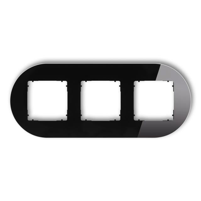 ICON Ramka uniwersalna potrójna okrągła - efekt szkła (ramka: czarna; spód: czarny) czarny