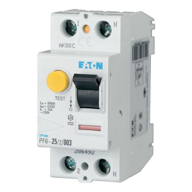 PF6-63/2/01 Wyłącznik różnicowoprądowy 6kA 63A 2P 100mA typ AC 286501 EATON