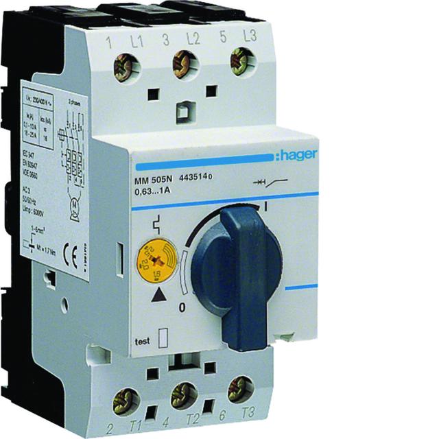 Wyłącznik silnikowy 3P 0,25kW 0,63-1A POLO MM505N HAGER