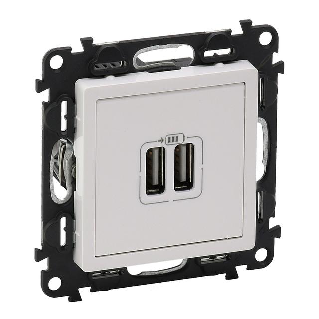 Valena Life Ładowarka Z Gniazdem 2Xusb Biała 753112 LEGRAND