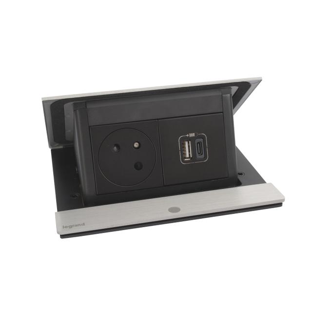 INCARA: POP UP - 2P+Z / USB A+C - 2,0 M-STAL, Legrand