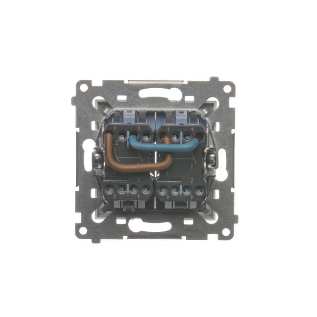 Simon 54 Łącznik dwubiegunowy podwójny 16A z. śrub. srebrny mat