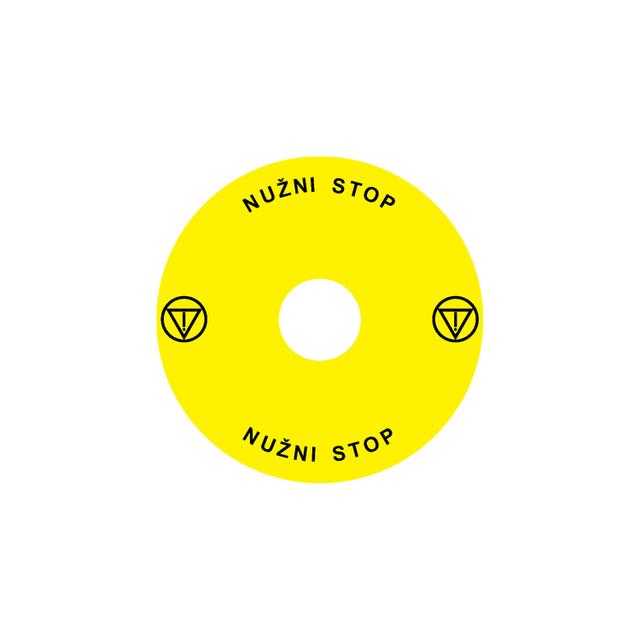 Ex9P1 H S9RS Naklejka wyłącznika awaryjnego do Ex9P1 H średnica 90mm samoprzylepna żółta RS 106818