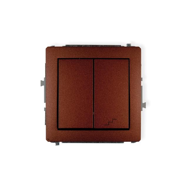 DECO Mechanizm łącznika jednobiegunowego ze schodowym (osobne zasilanie) brązowy metalik
