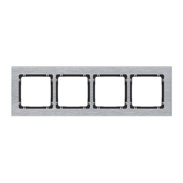 DECO Ramka uniwersalna poczwórna - aluminium szczotkowane (ramka: srebrna; spód: czarny) srebrny
