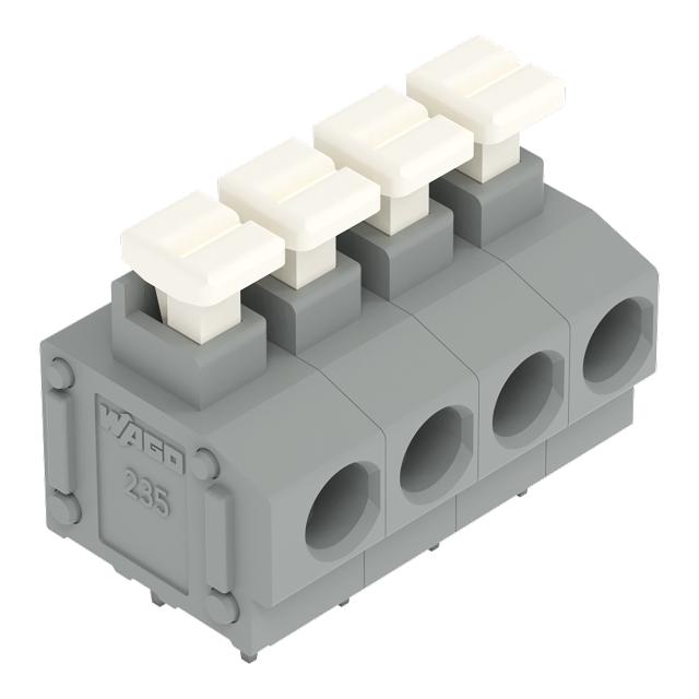 Listwa zaciskowa do płytek drukowanych 4-biegunowa szara raster 5/5,08mm /55szt./ 235-404/331-000 WAGO