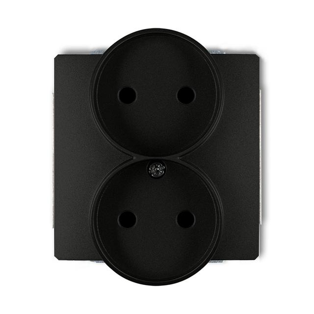 DECO Gniazdo podwójne do ramki DECO Soft bez uziemienia 2x2P (przesłony torów prądowych) czarny mat 12DGPRSO-2p KARLIK