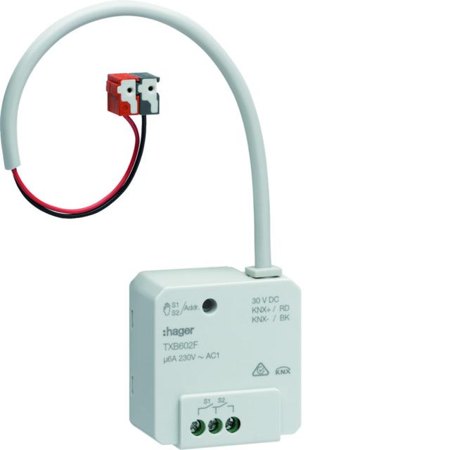 KNX e/s Sterownik załączający/żaluzjowy 2-/1-krotny podtynkowy 6 A TXB602F HAGER