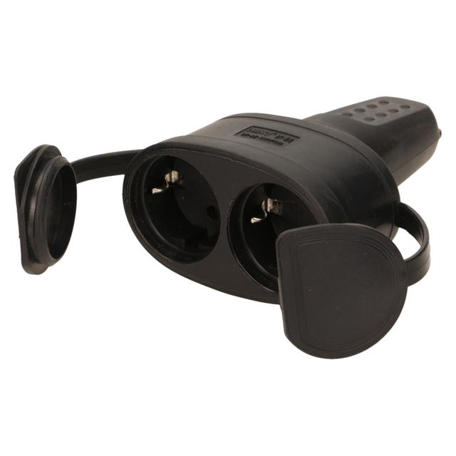Bryzgoszczelne podwójne gniazdo gumowe IP44 wersja Schuko 16A 230V OR-AE-13117(GS) ORNO