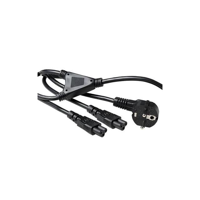 Kabel zasilający split CEE7/7-2xC5 czarny 1,8m