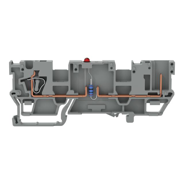 X-COM złączka bazowa 1-przewodowa/1-pinowa z LED szara /50szt./ WAGO