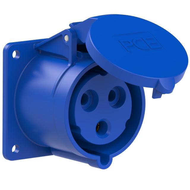 GNIAZDO TABLICOWE PROSTE TURBO TWIST 32A 2P+Z 230V 50/60Hz 6h IP44,  KOŁNIERZ 75X75, ROZSTAW ŚRUB 60