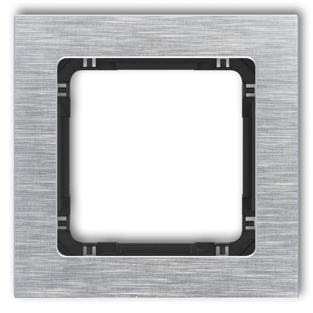 DECO Ramka uniwersalna pojedyncza - aluminium szczotkowane (ramka: srebrna; spód: czarny) srebrny
