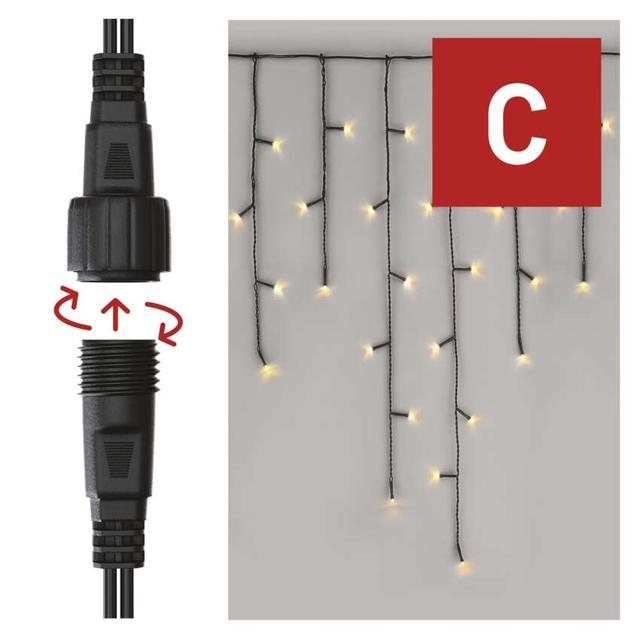 Lampki choinkowe łączone Standard sople 100LED 2,5m ciepła biel IP44 timer D1CW01 EMOS