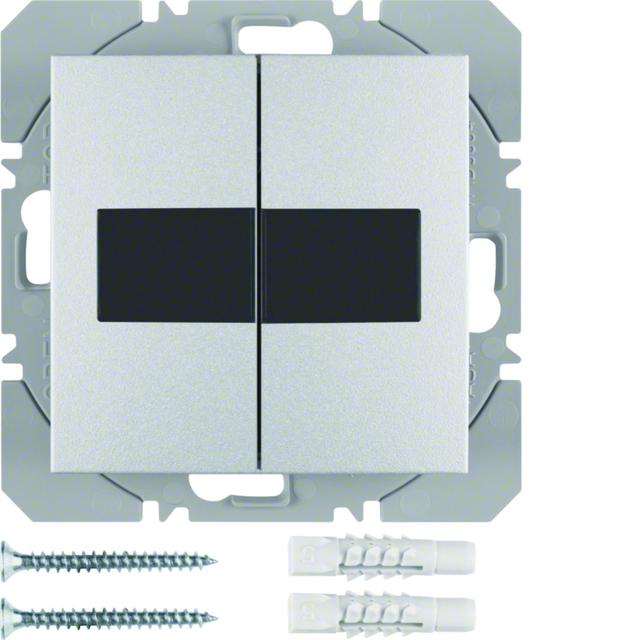 BERKER B.Kwadrat/B.7 KNX RF przycisk podwójny płaski z baterią słoneczną aluminium 85656183 HAGER