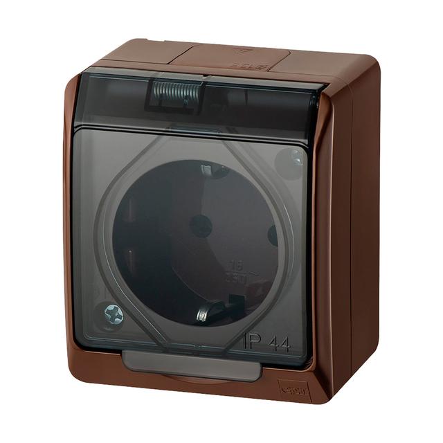 GNT HERMES 2P+Z schuko IP44 brąz-dymne