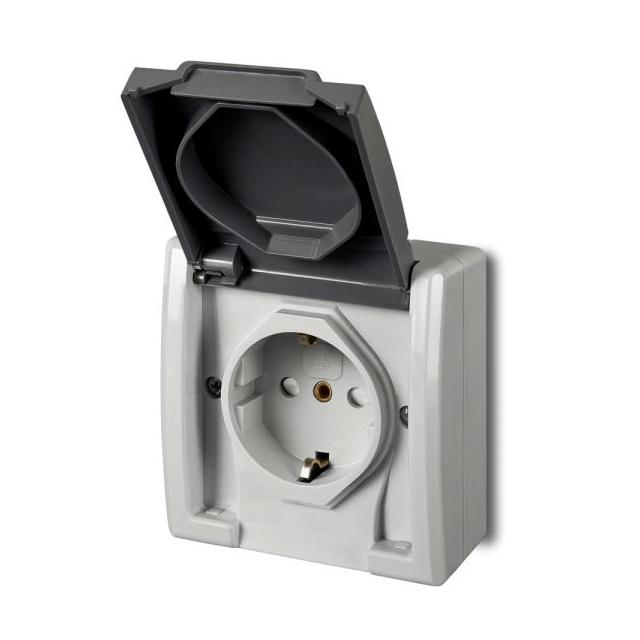 GNT AQUANTgniazdo 2P+Z schuko szare IP55