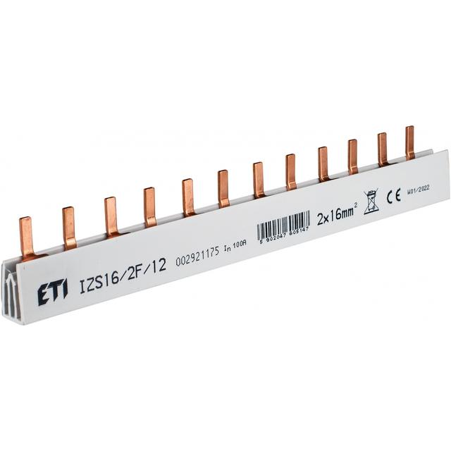 Szyna łączeniowa sztyftowa 2P 100A 16mm2 (12 mod.) IZS16/2F/12 002921175 ETI