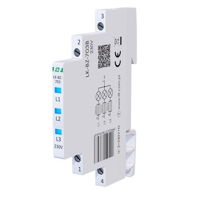 Lampka kontrolna zasilania z zabezpieczeniem 1/3S 3xLED NIEBIESKA LK-BZ-703B F&F