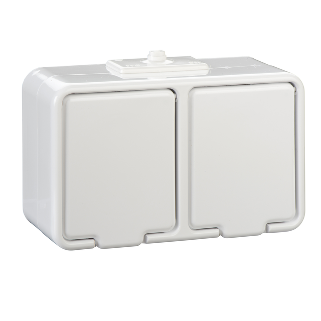 Cedar, gniazdo podwójne schuko, z przesłonami, IP44, biały, GWN240PC01 Schneider