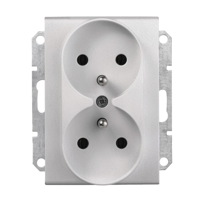 Gniazdo 2 x 2P+PE do systemu ramk. alum.