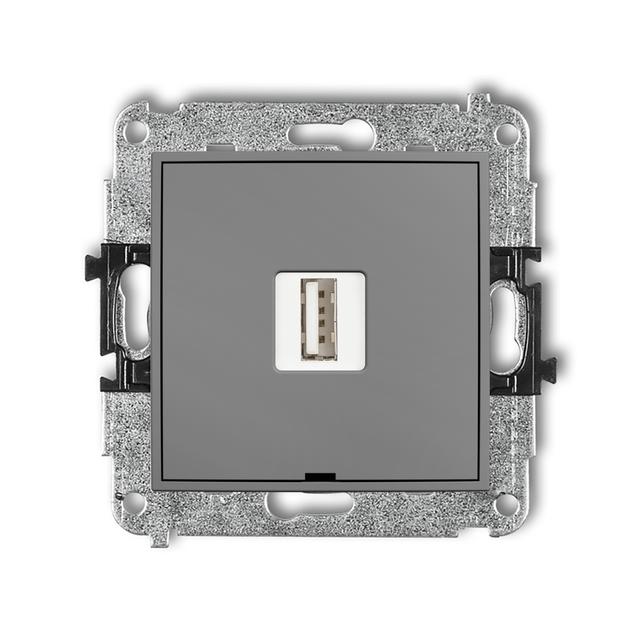 ICON Ładowarka USB pojedyncza USB A, 10W max., 5V, 2A, bez pola opisowego szary mat 27ICUSBBO-3 KARLIK