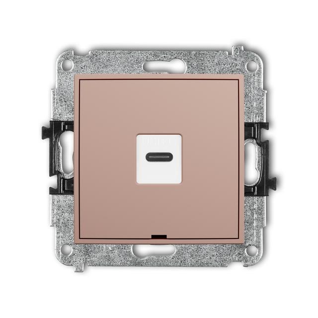 ICON Gniazdo pojedyncze 1xUSB typ C-C łososiowy 62IGUSBBO-7 KARLIK
