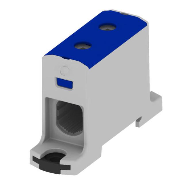 VC05-0029 ,  Złączka szynowa gwintowa AL, CU, 25 - 150mm2, TS 35, 1 tor, 2 otw. zaciskowe, niebieski
