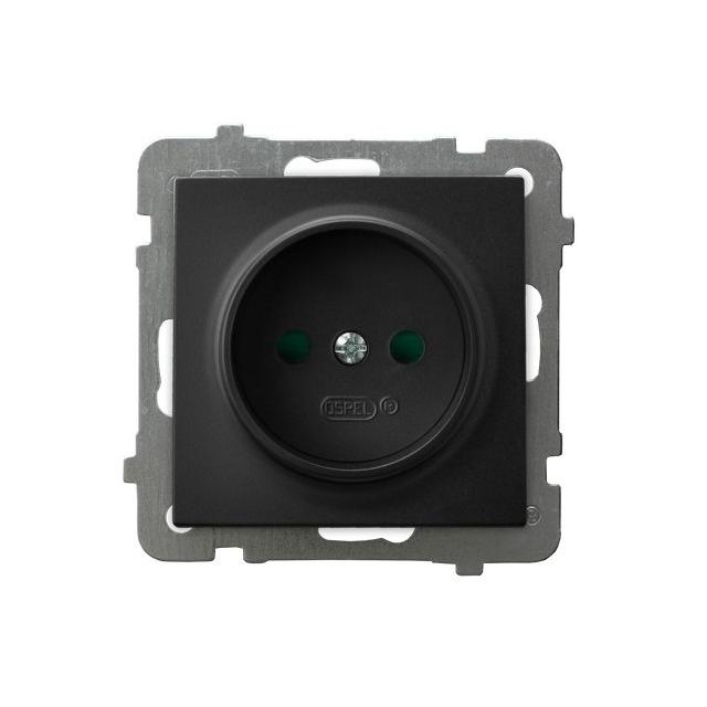 AS Gniazdo pojedyncze z przesłonami torów prądowych - kolor czarny metalik