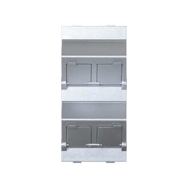 Simon Connect Płytka CIMA 4x RJ z osłonami skośna do adapterów MD aluminium S80C/8 KONTAKT