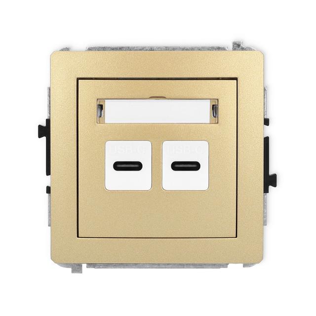 DECO Mechanizm gniazda podwójnego 2xUSB C-C złoty