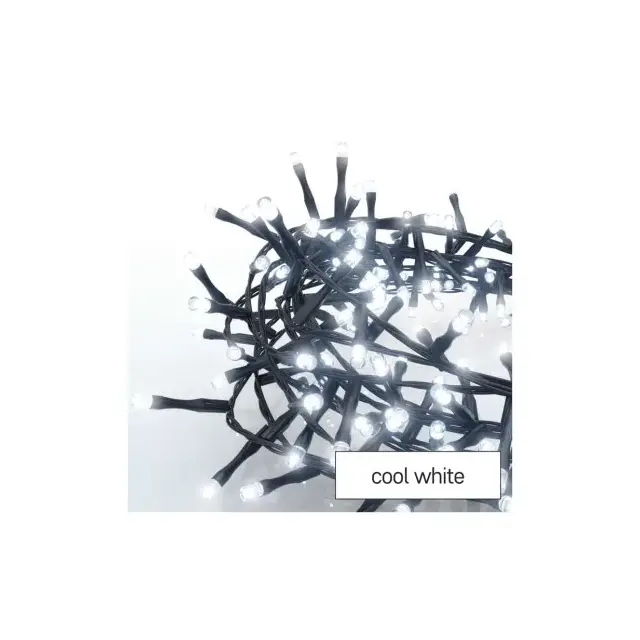 Lampki choinkowe LED Classic Cluster, jeżyk, 600LED 12m, zimna biel, czarny, IP44, timer