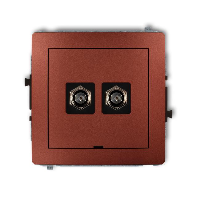 DECO Mechanizm gniazda antenowego podwójnego typu F (SAT) niklowany, bez pola opisowego brązowy meta