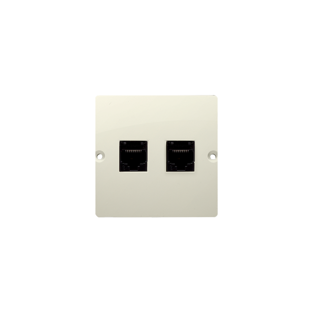 Simon Basic Gniazdo komputerowe RJ45 podwójne kategoria 5e . Montaż gniazda na wkręty do puszki beż BMF52.02/12 KONTAKT
