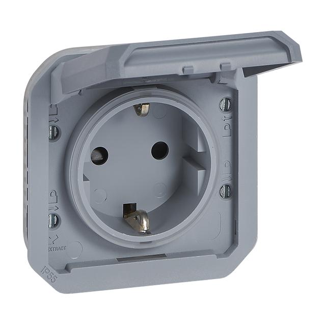 NOWE PLEXO - GN. SCHUKO 2P+Z ZACISKI ŚRUBOWE MECHANIZM 16A-250V SZARE 069571L LEGRAND
