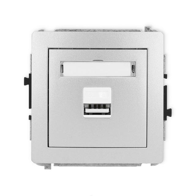 DECO Mechanizm ładowarki USB pojedynczej USB A, 10W max., 5V, 2A srebrny metalik