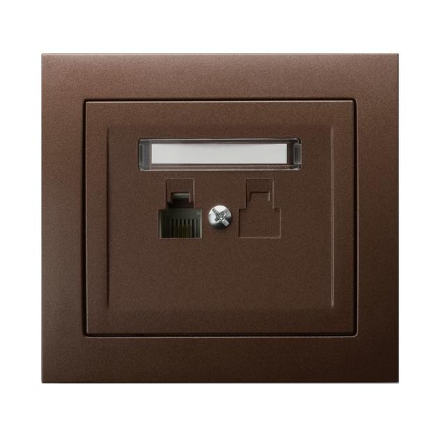 KIER Gniazdo telefoniczne pojedyncze - kolor brązowy metalik